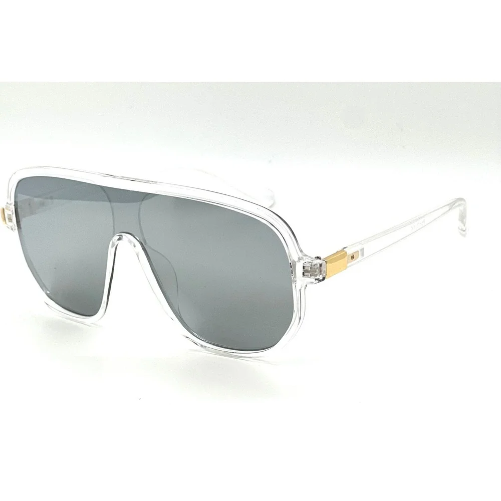 Oversized Shield Sunglasses Women Clear Frame Mirrored‎ Lenses Modern Female New